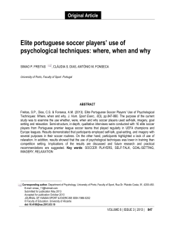 Elite portuguese soccer players` use of psychological techniques