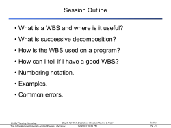 Session P2 - WBS Review