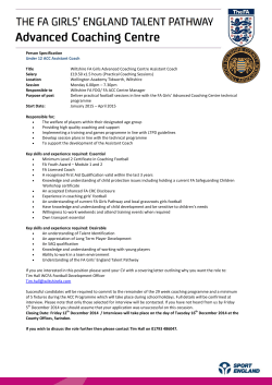 Person Specification Under 12 ACC Assistant Coach