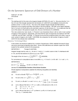 On  the  Symmetric  Spectrum  of  Odd  Divisors  of  a  Number