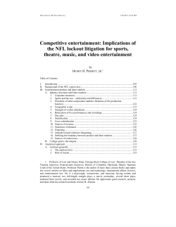 Competitive Entertainment: Implications of the NFL Lockout