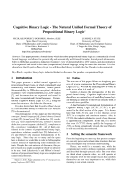Cognitive Binary Logic - The Natural Unified Formal Theory of