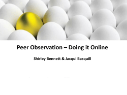 Peer Observation &ndash; Doing it Online