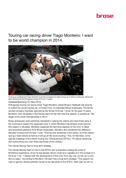 Touring car racing driver Tiago Monteiro: I want to be world