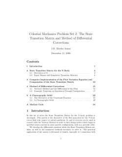 Celestial Mechanics Problem Set 2: The State Transition Matrix and