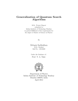 Generalization of Quantum Search Algorithm - Harish