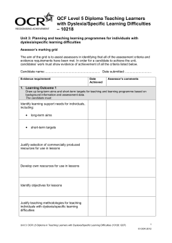 OCR LEVEL 5 CERTIFICATE IN TEACHING LEARNERS WITH