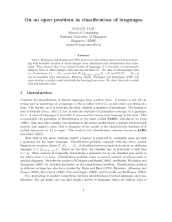 On an open problem in classification of languages
