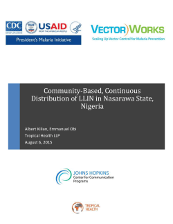 Community-Based, Continuous Distribution of LLIN in Nasarawa