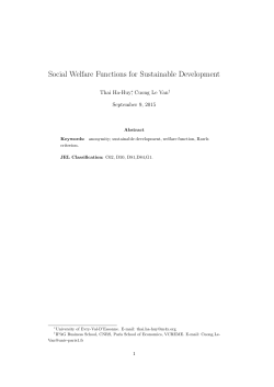 Social Welfare Functions for Sustainable Development
