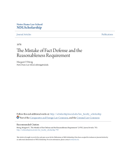 The Mistake of Fact Defense and the