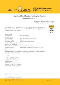 Lighting Global Product Testing Verification Home Run 400 X3