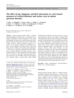 The effect of age, diagnosis, and their interaction on vertex