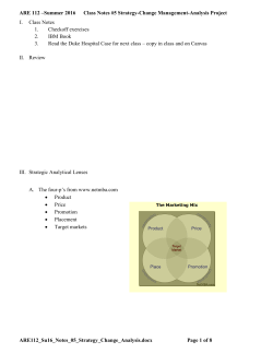 ARE 112 –Summer 2016 Class Notes #5 Strategy