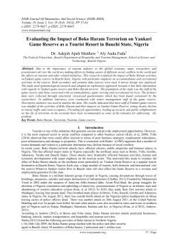 Evaluating the Impact of Boko Haram Terrorism on Yankari Game