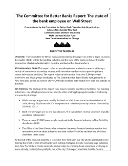 The Committee for Better Banks Report: The state of the bank