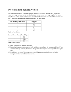 Problem: Bank Service Problem - The International Mathematical