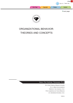 ORGANIZATIONAL BEHAVIOR: THEORIES AND CONCEPTS