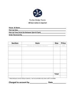 To Go Order Form Section Item Size Price Charged to account by