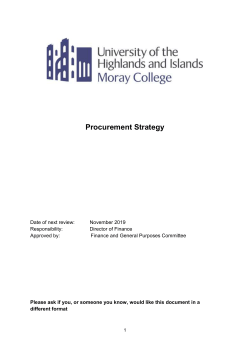 Procurement Strategy - Moray College UHI