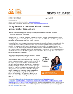 Emmy Rossum joins Best Friends Animal Society`s `I