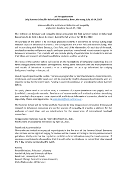 Call for applications briq Summer School in Behavioral Economics