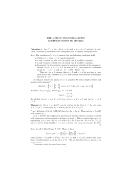 THE M&Ouml;BIUS TRANSFORMATION LECTURES NOTES IN