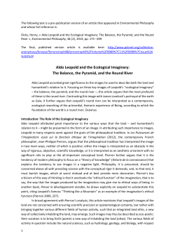 Aldo Leopold and the Ecological Imaginary