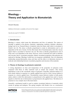 Rheology - Theory and Application to Biomaterials