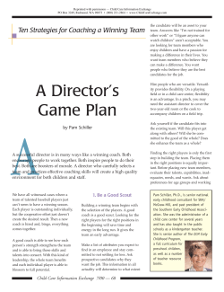A Director`s Game Plan - Indiana Association of Licensed Child Care