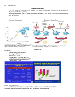 CM 1- Lipid Disorders Risk Factors for ASVD Prior CHD, Smoking
