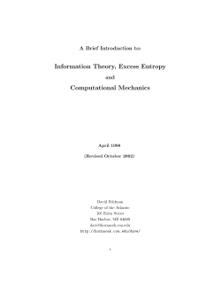 Information Theory, Excess Entropy Computational Mechanics