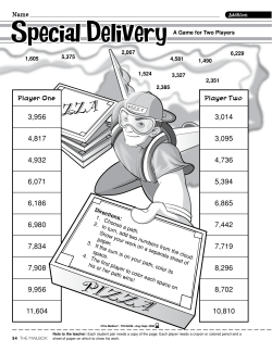 Special Delivery A Game for Two Players Player One
