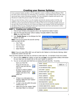 Creating your Banner Syllabus