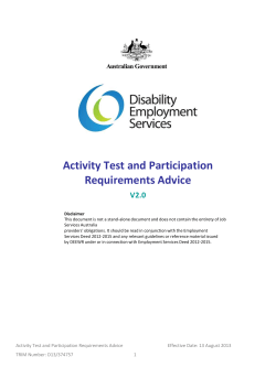 Activity Test and Participation Requirements Advice