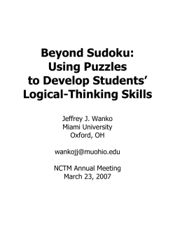 Beyond Sudoku: Using Puzzles to Develop Students` Logical