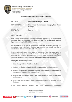 Performance Analyst &ndash; Intern REPORTING TO: First Team