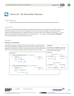 Algebra II Module 1, Topic B, Lesson 19: Teacher Version
