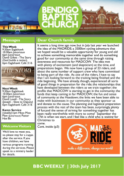 Bendigo Baptist Church Weekly News 25th June 2017