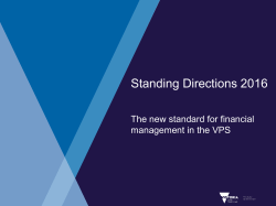 Standing Directions 2016 - Department of Treasury and Finance