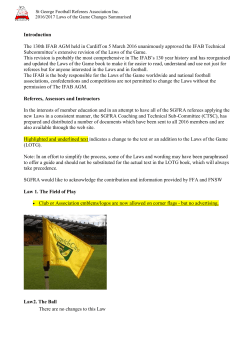 Summary of Changes to Laws of the Game