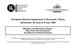 European Summer Symposium in Economic Theory Gerzensee, 28
