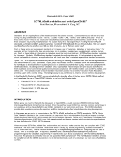 SDTM, ADaM and define.xml with OpenCDISC