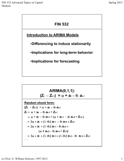FIN 532 ARIMA(0,1,1): (Zt - Zt-1) = &alpha; + at - &theta;1 at-1