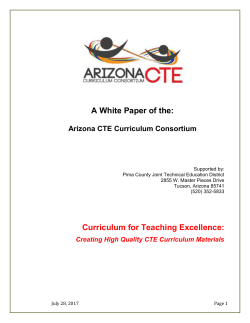 A White Paper of the: Arizona CTE Curriculum Consortium