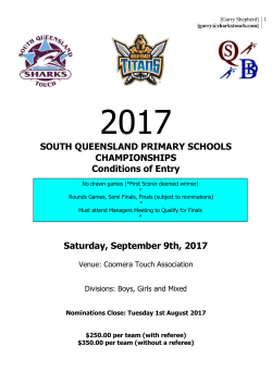 STH QLD Primary School Conditions of Entry- 2017