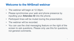 the NHSmail webinar - Amazon Web Services