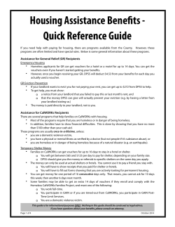 Housing Assistance Benefts - Quick Reference Guide