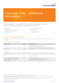 Fees and costs &ndash; additional information