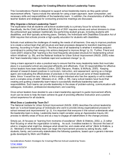 Strategies for Creating Effective School Leadership Teams
